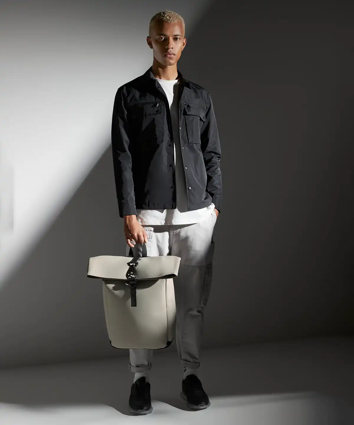 Matte pu rolltop backpack