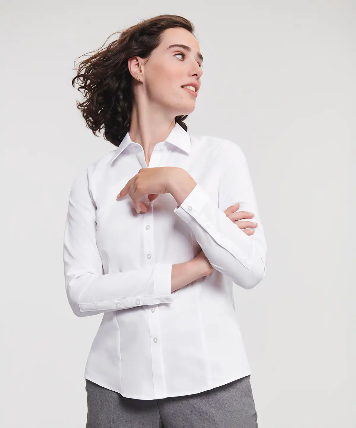 Women’s long sleeve herringbone shirt