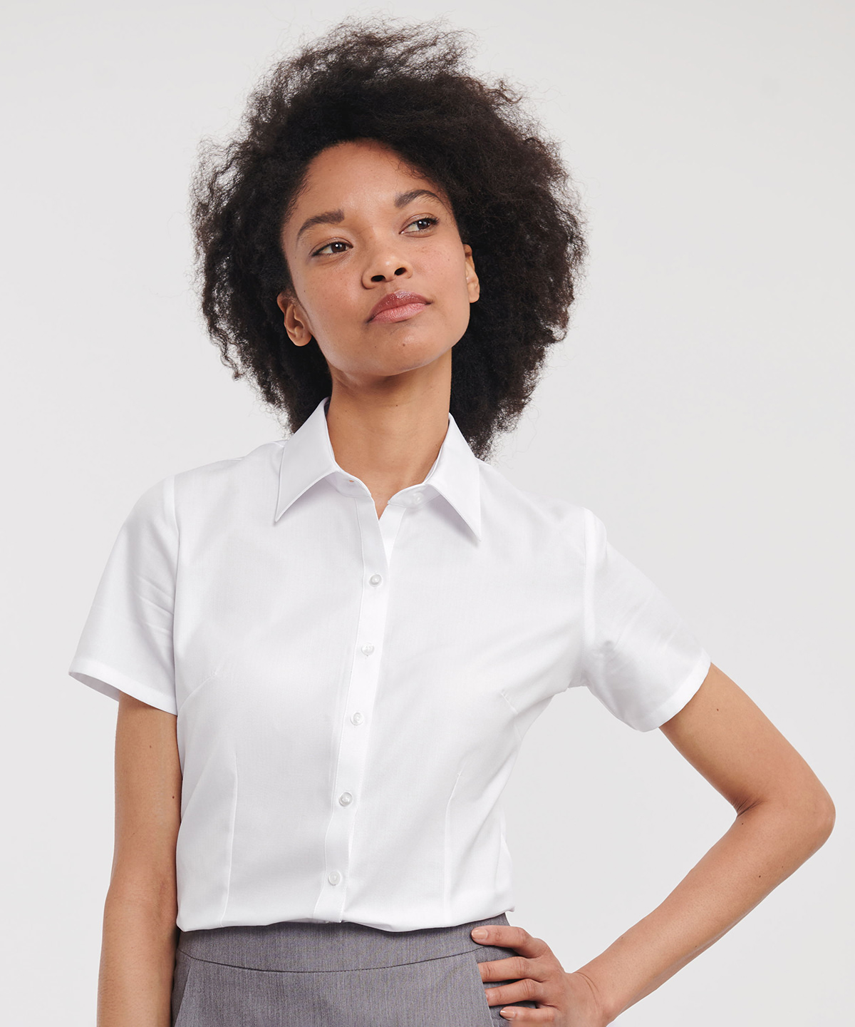 Women’s short sleeve herringbone shirt