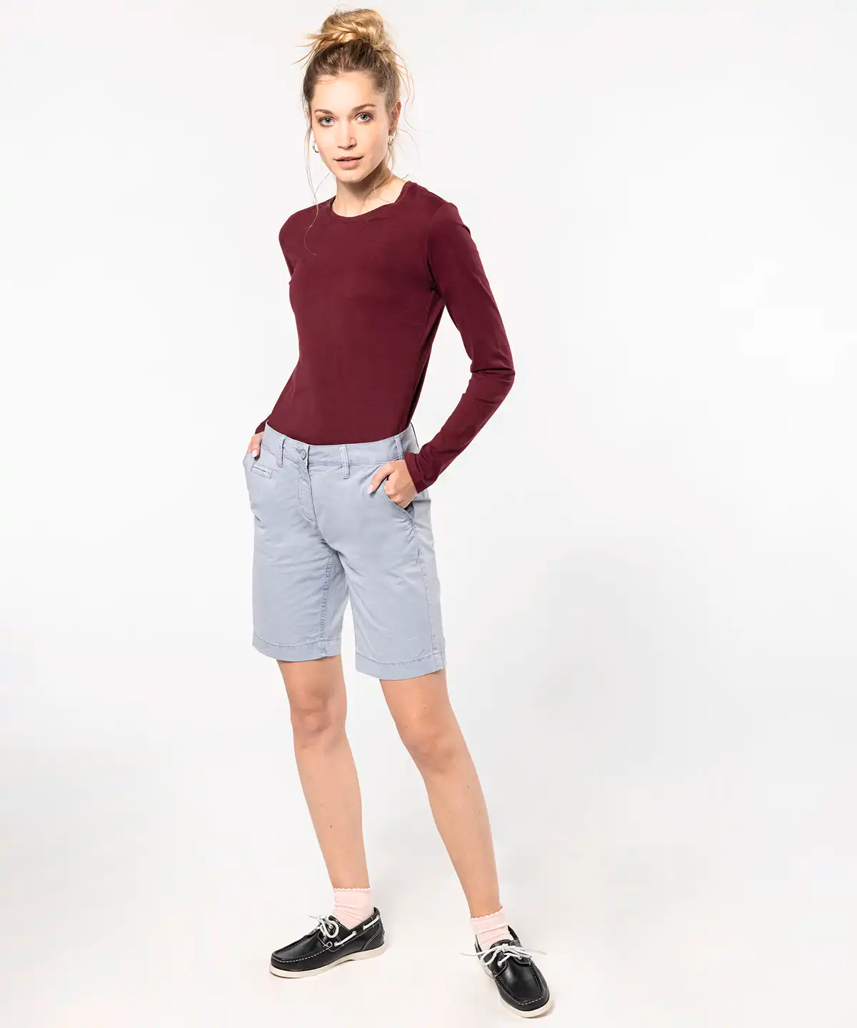 Ladies' washed effect bermuda shorts