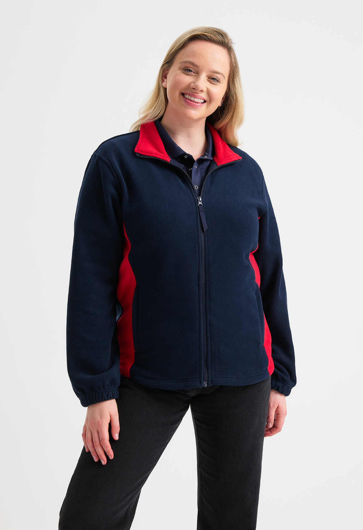 Two tone full zip fleece jacket