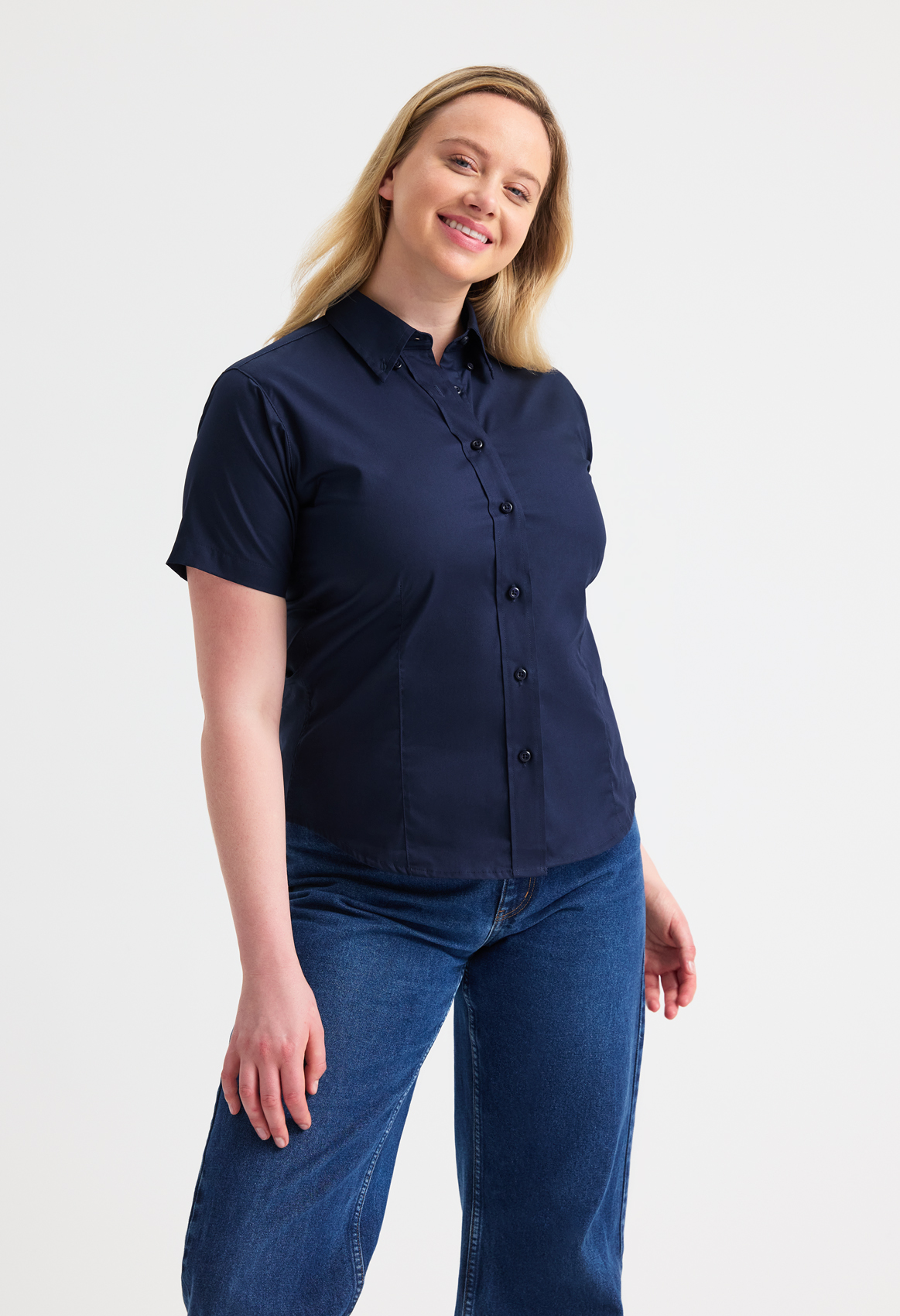 Ladies pinpoint oxford half sleeve shirt