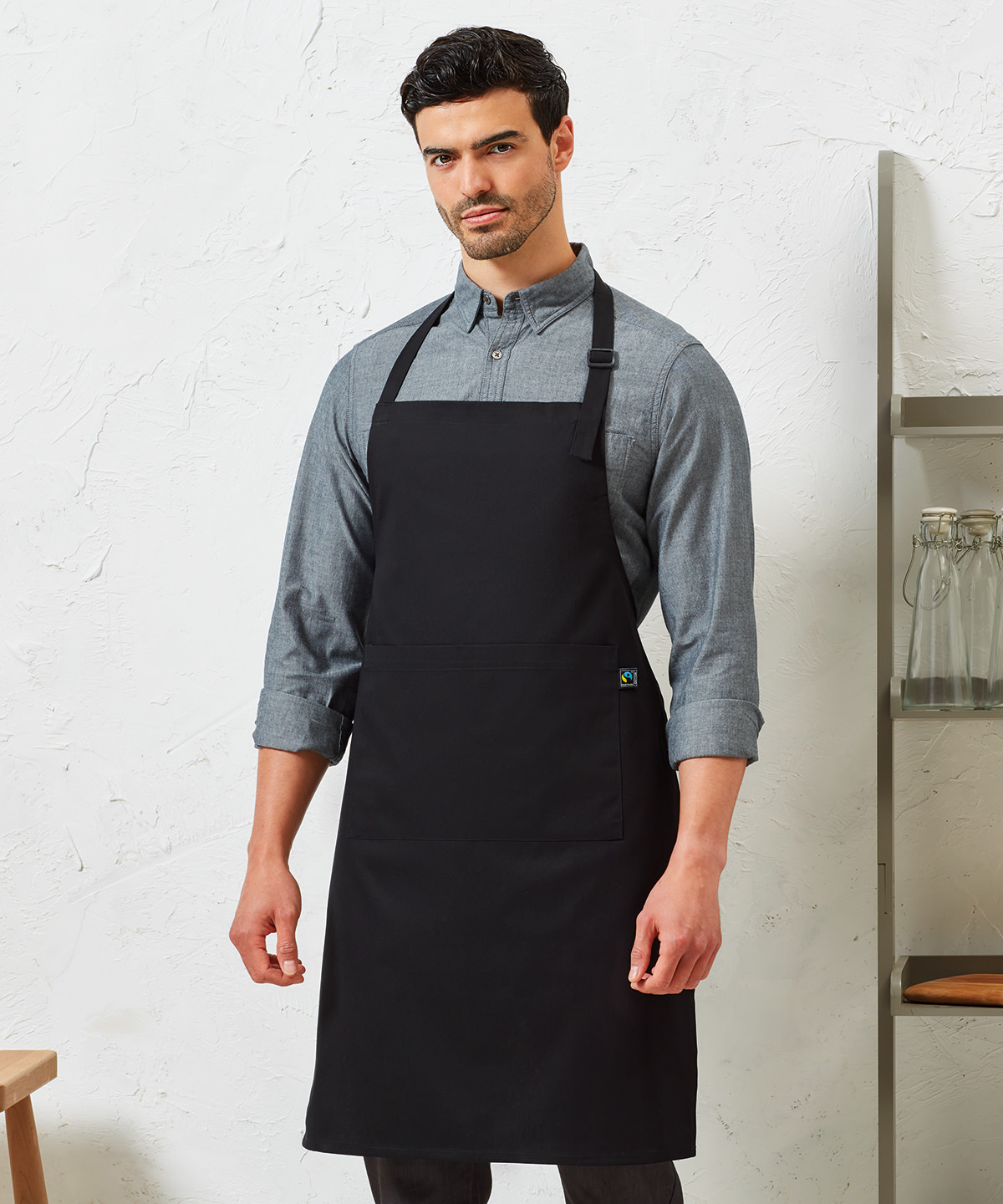 Cotton bib apron, organic and fairtrade certified