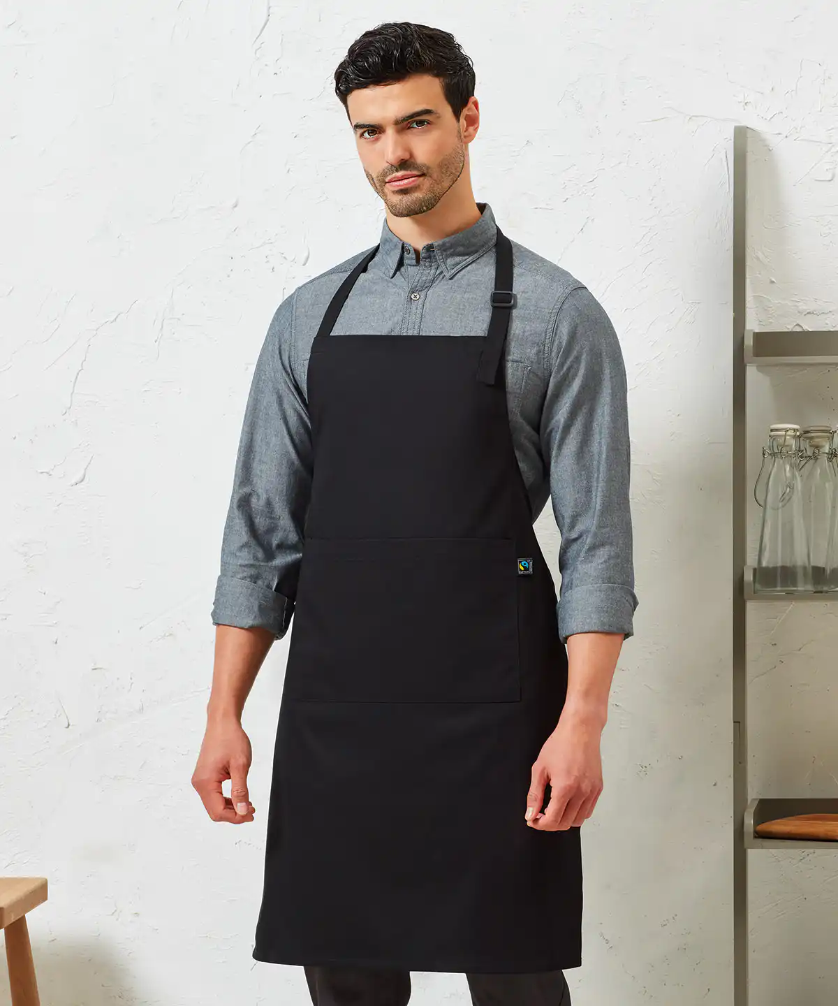 Cotton bib apron, organic and fairtrade certified
