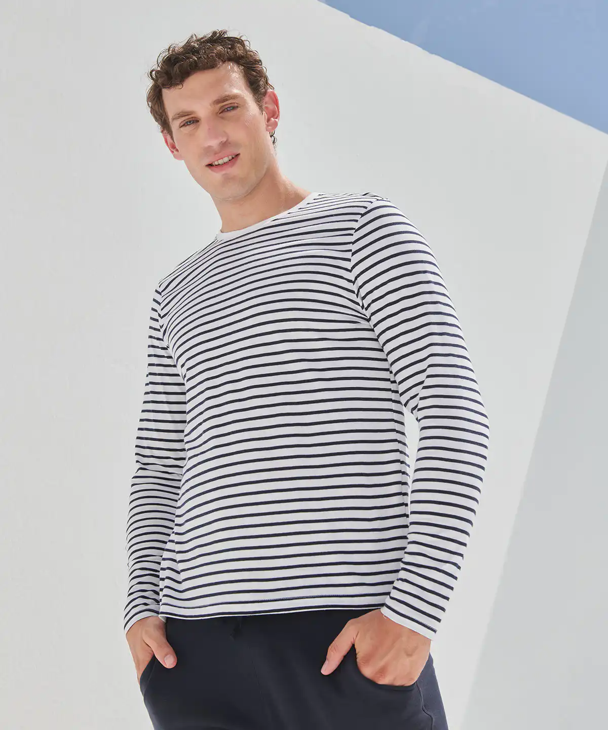 Unisex long-sleeved striped t