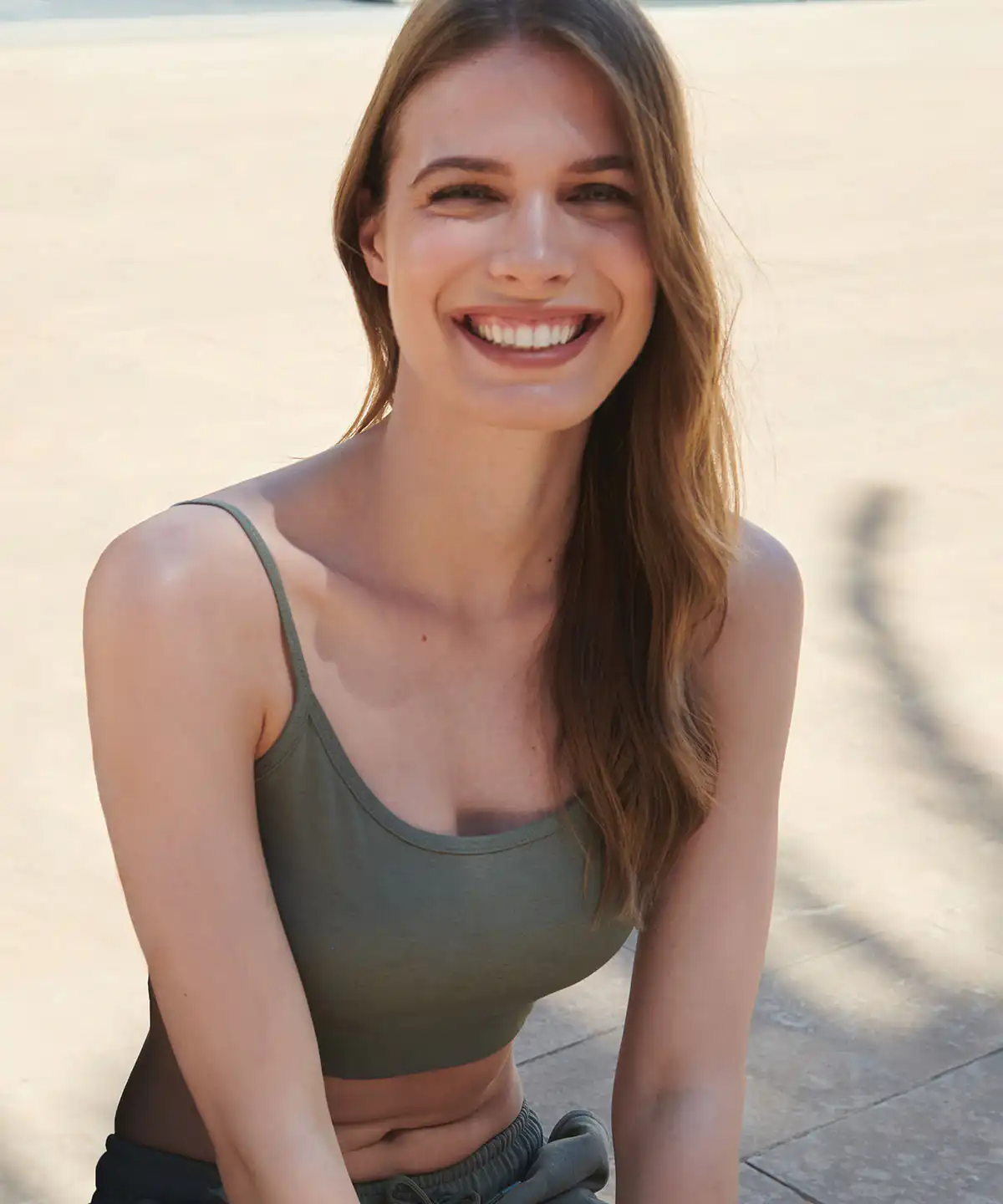 Women’s sustainable fashion cropped cami top with adjustable straps