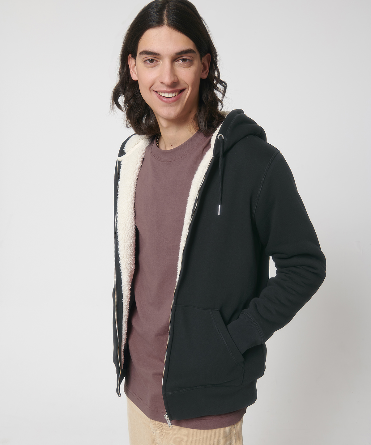 Unisex hygger sherpa zip-through sweatshirt (stsu956)