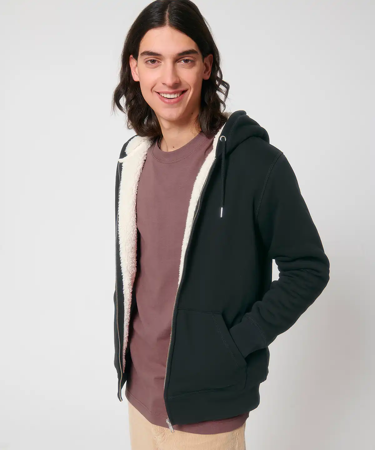 Unisex hygger sherpa zip-through sweatshirt (stsu956)