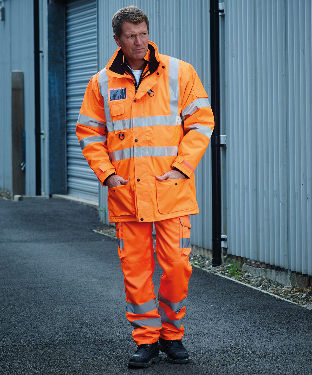 Hi-vis polycotton cargo trousers with kneepad pockets (hv018t/3m)