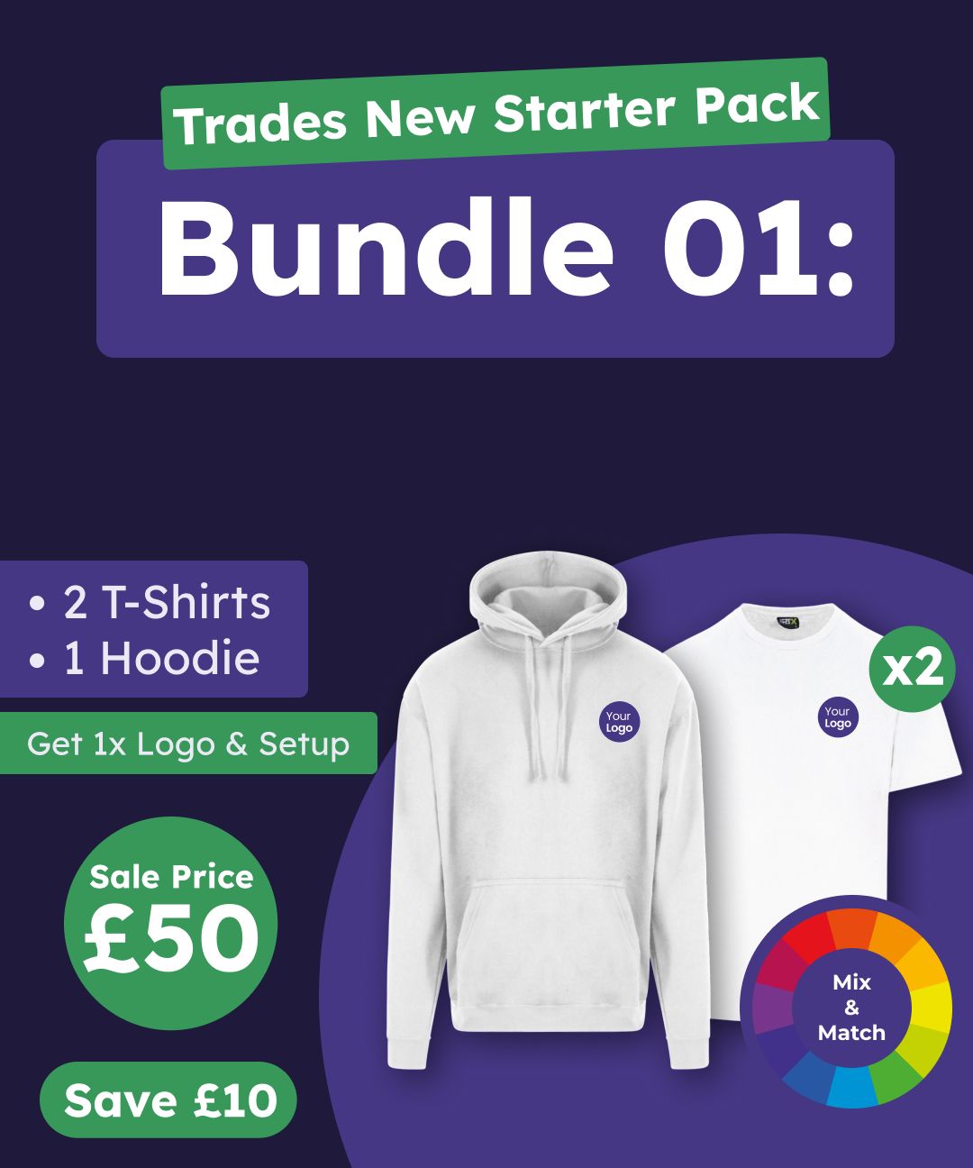 Trades New Starter Pack – T-Shirts & Hoodie
