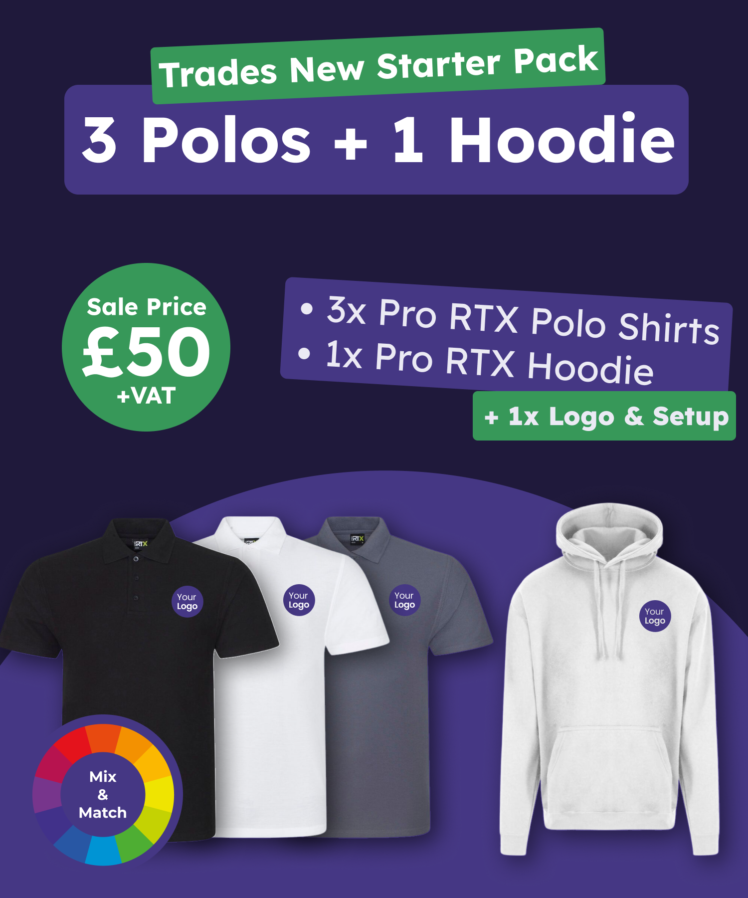 Trades new starter pack – polos + hoodie