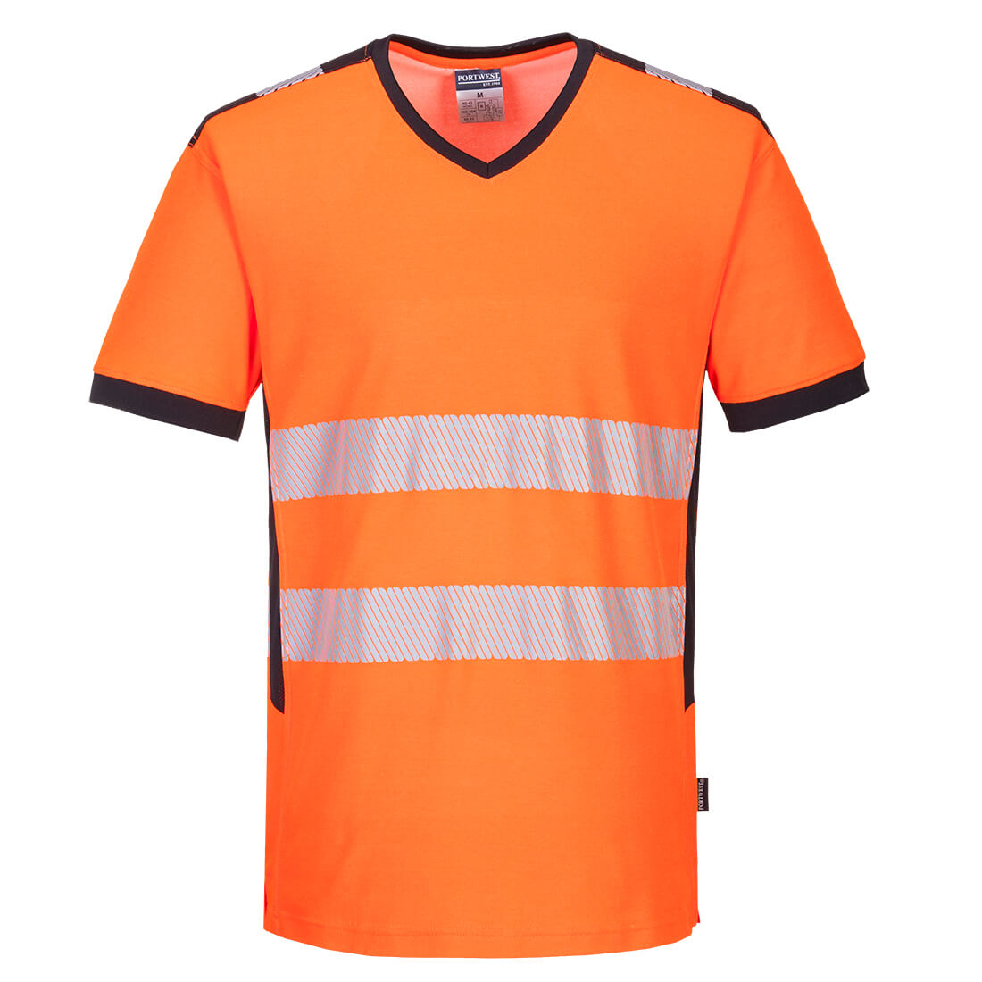 Pw3 hi-vis v-neck mesh insert t-shirt s/s