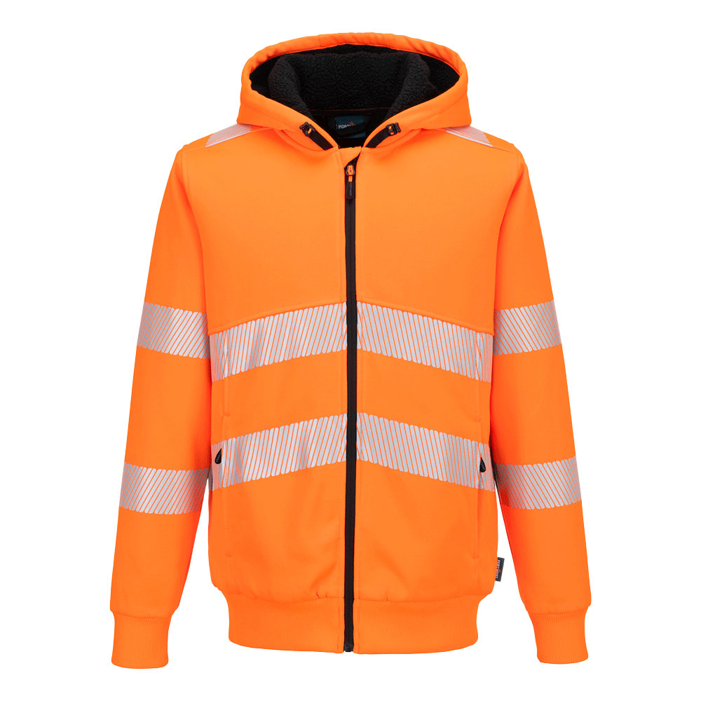 Pw321 hi-vis zipped winter hoodie